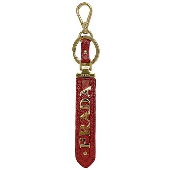 Prada Key Ring Red Saffiano 1PP067 Leather GP PRADA Holder Bag Charm Women's Acc - Picture 1 of 10